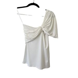 Revolve The Line By K Kyo One Shoulder Ruched Strech Modal Jersey Top White Sz S